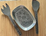 Vtg Wilton Armetale Reggae Salad Serving Set. Fixed Price $29.50.