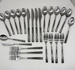 Japan Mcm Stainless Flatware 24 Piece Lot CIF12 Black Silver Scroll Vintage. Fixed Price $47.52.