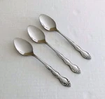 International Silver Stainless Taiwan INS80 3 Teaspoons Floral Glossy. Fixed Price $10.75.