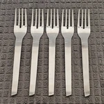 Italy Stainless Danish Modern Design UNF339 Flatware Salad Forks Set Of 5. Fixed Price $36.00.