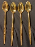 Vintage 4 Gold Tone Ice Tea Spoons Utica Cutlery Steel Flatware Flower Japan. Fixed Price $24.98.