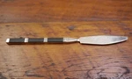 Vtg Mid Century Canoe Muffin Stanley Roberts Japan Black Stainless Butter Knife. Fixed Price $14.99.