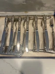 Solingen Silverware/ Never Used Forks/knives, Slicers Dessert Set Asking $75.00. Fixed Price $50.00.