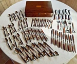 Ekco Eterna Canoe Muffin EKS14, Service For 12. 85 Pieces + Case. Mcm Excellent. Fixed Price $750.00.