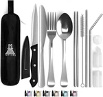 Portable Travel Silverware Set With Case, Includes 10 Pcs Pieces,. Fixed Price $15.48.
