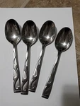 4 Oneida Tuscany Soup Spoons Stainless Flatware. Fixed Price $20.00.