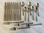 19 Pieces Wallace WAS244 Center Line Satin & Glossy Stainless Flatware Lot. Fixed Price $54.97.