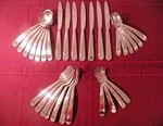 31 Pieces Gibson GIA38 Glossy 18/8 Stainless Steel Flatware Spoons Forks Knives. Fixed Price $89.04.