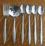 6 Oneida Stainless Flatware OHS88 Pattern Ice Teaspoons Gravy Serving Fork. Fixed Price $11.99.