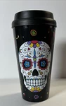 Sugar Skull Day The Dead Black Floral Rose To Go Coffee Cup Tumbler. Fixed Price $9.74.