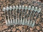 12 Iced Tea Spoons Rogers SRB3 Stainless Shell Flatware Black Satin Plume. Fixed Price $36.00.