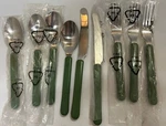 Ikea Flatware Stainless Set Of 9 Pieces Plastic Green Handle New. Fixed Price $22.99.