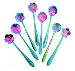 Leefone Stainless Steel 8 Piece Rainbow Flower Coffee Teaspoon. Fixed Price $7.99.