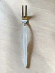Cutco Dinner Fork 8 CUE3 Pearl White Handle Glossy Stainless Usa Made. Fixed Price $60.00.