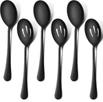 Lianyu 6-PIECE Black Serving Spoons, Slotted Stainless Steel. Fixed Price $19.91.