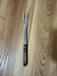 Vintage Oneida Custom Stainless Usa Meat Carving Serving Fork 12IN Wood #392. Fixed Price $10.00.