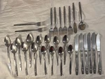 Interpur INR45 Double Band Flower Stainless Steel Flatware- Set Of 29. Fixed Price $29.99.