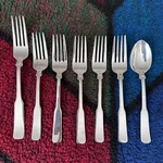 7 Pcs SRB168 Stanley Roberts John Weitz Forks Teaspoon Stainless Korea Glossy. Fixed Price $11.99.