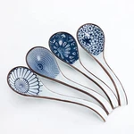Japanese Ramen Spoons Style Pho Miso Soup Set 4 Blue C521 Ceramic Jobntz Asian. Fixed Price $20.00.