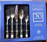 Mikasa, Satin Barret Flatware Service For 4, 20 Piece Set, 18/10 Stainless Steel. Fixed Price $54.99.