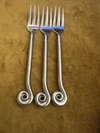 (3) Salad Forks Pottery Barn PBN17 Stainless Coiled Fiddlehead Glossy Flatware. Fixed Price $123.75.