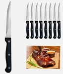 Set Stainless Steel Steak Knives Serrated 8" Knife Royal Norfolk Riveted. Fixed Price $13.95.