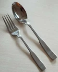 Stanley Roberts SRB168 Salad Fork & Soup Spoon Stainless John Weitz Design Korea. Fixed Price $12.50.