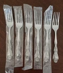 Lot Of 6 International Stainless "INS154" Dinner Forks 7 1/4". Fixed Price $19.99.
