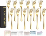 12 Pieces Gold Salad Forks Set, Stainless Steel Flatware Utensils, Home & Kitche. Fixed Price $21.66.