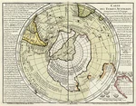 1754 Flat Earth Map Hemispheric Terres Australes Globe Wall Poster Print. Fixed Price $21.95.