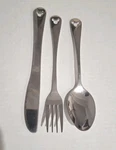 3 Piece Disney Mickey Mouse 18/8 Glossy Stainless Steel Pierced Flatware Set. Fixed Price $15.58.