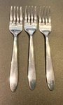 3 Oneida Glissade Salad Forks Casual Flatware 18/0. Fixed Price $12.00.