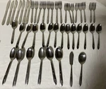 Lot Of 46 Oneida Simeon George Rogers OHS49 Stainless Flatware Floral Pattern. Fixed Price $25.00.