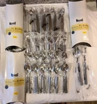 Mepra Flatware Set- Vigogna/grey 60 Piece + Serving Spoon & Fork (t). Fixed Price $499.00.
