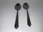 Ekco Eterna Stainless TEASPOON-2 Kenilworth Pattern 6 1/8" Chevron Dots Usa. Fixed Price $10.20.