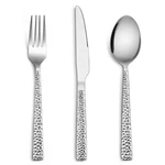 E-far 12-PIECE Hammered Forks Spoons And Knives Set, Silverware. Fixed Price $21.82.