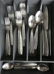33 Pc OHS474 Frosted Stainless Flatware Set Oneida China 90-192 Unknown Pattern. Fixed Price $29.95.