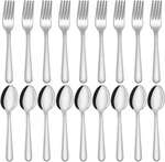 24-PIECE Forks And Spoons Silverware Set, Food Grade Stainless Steel Flatware. Fixed Price $21.99.