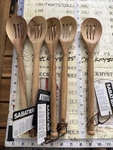5X Sabatier Olive Wood One Piece Heavy Duty Slotted Spoon, 14-INCH. Fixed Price $79.97.