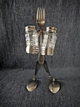 Forked Up Art Stainless Steel Salt Pepper Stand Made Of Forks & Spoons. Fixed Price $22.50.