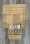 Royal House Sabour Bamboo Charcuterie Square Cheese Board W/4 Utensils In Drawer. Fixed Price $12.00.