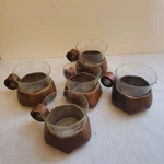 Set 5 Schott Gen And Mainz Jena Swiss Teak Wood Coffee Espresso Cups. Fixed Price $46.95.