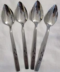 Oneidacraft Capistrano Stainless Grapefruit Spoons Lot Of 4 Black Rose. Fixed Price $20.00.
