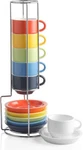 Sweejar Espresso Cup & Saucer Set 6 Pack 2.5 Oz Porcelain Demitasse With Metal. Fixed Price $59.99.