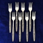 8 Stylecraft Cocktail Seafood Forks Stainless SFY20 Leaves Black Accent Japan. Fixed Price $14.00.