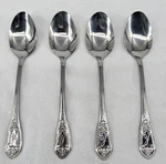Vtg Custom Craft CUS12 Japan Stainless Flatware Spoon (4) Y Initial 5-3/4". Fixed Price $15.95.