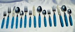 Annova 15PC Silverware Set Retro/rivet Turquiose Handle Cutlery Inox/ss 3. Fixed Price $29.99.
