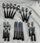 Vtg 21 Pc Supreme Cutlery Japan Lot S. Steel Brown Ceramic Handles. Fixed Price $70.00.