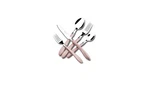 "bamboo Handle Silverware Set 20 Pcs For 4 Stainless Steel Flatware. Fixed Price $23.99.