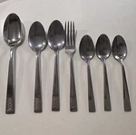Nancy Prentiss Basketweave Design Cutlery Stainless Set Of 7 Tapered Handle. Fixed Price $22.00.